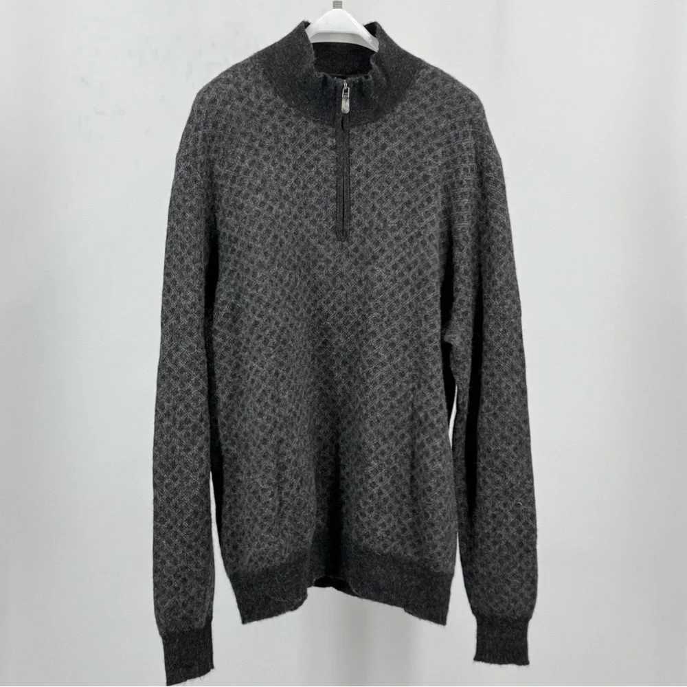 Bobby Jones Men’s Baby Alpaca Gray Quarter Zip Sweater Size XL